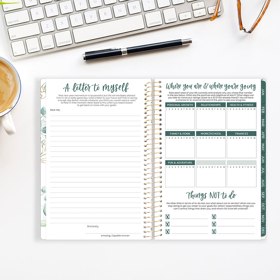 2026 Soft Cover Planner, 5.5" x 8.25", Eucalyptus, White