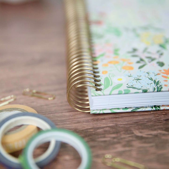 2025-26 Hard Cover Planner, 5.5" x 8.25", Garden Party, Beige