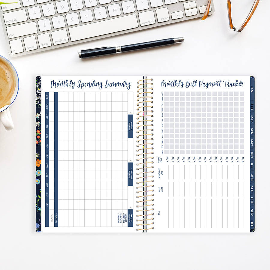2026 Soft Cover Planner, 5.5" x 8.25", Garden Party, Navy