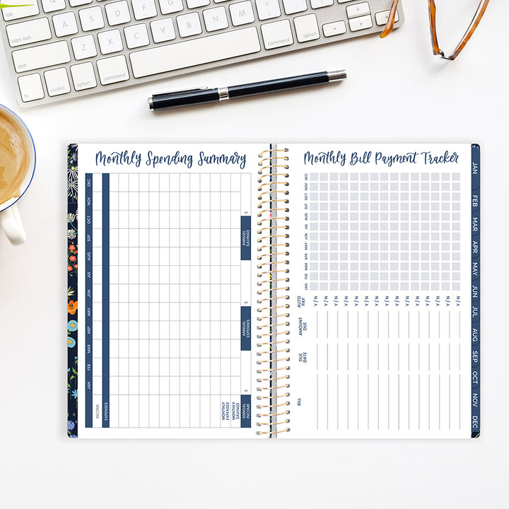 2026 Soft Cover Planner, 5.5" x 8.25", Garden Party, Navy