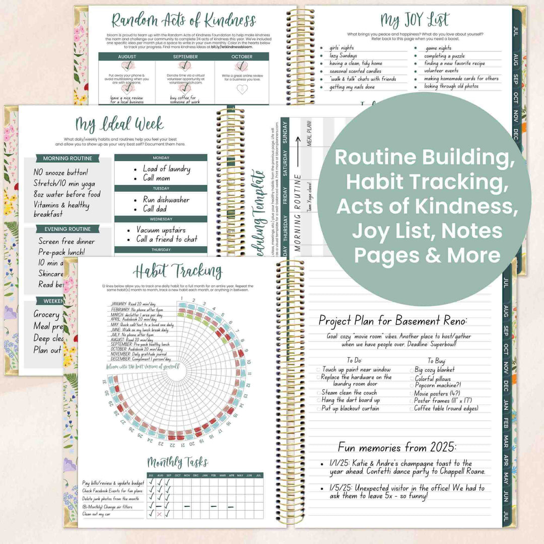 2025-26 Vision Planner, 7.5" x 9", Garden Party, Beige