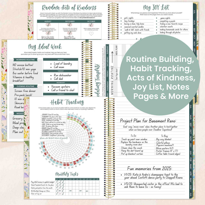 2025-26 Vision Planner, 7.5" x 9", Garden Party, Beige