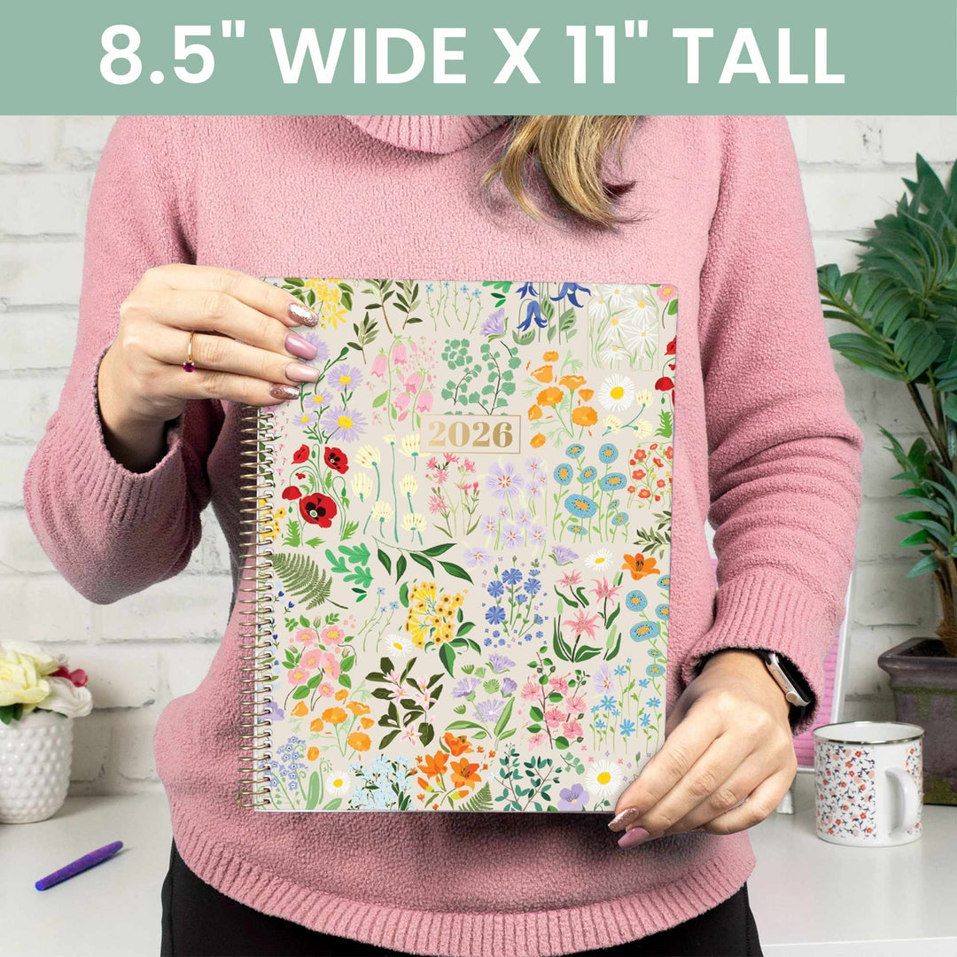 2026 Soft Cover Planner, 8.5" x 11", Garden Party, Beige