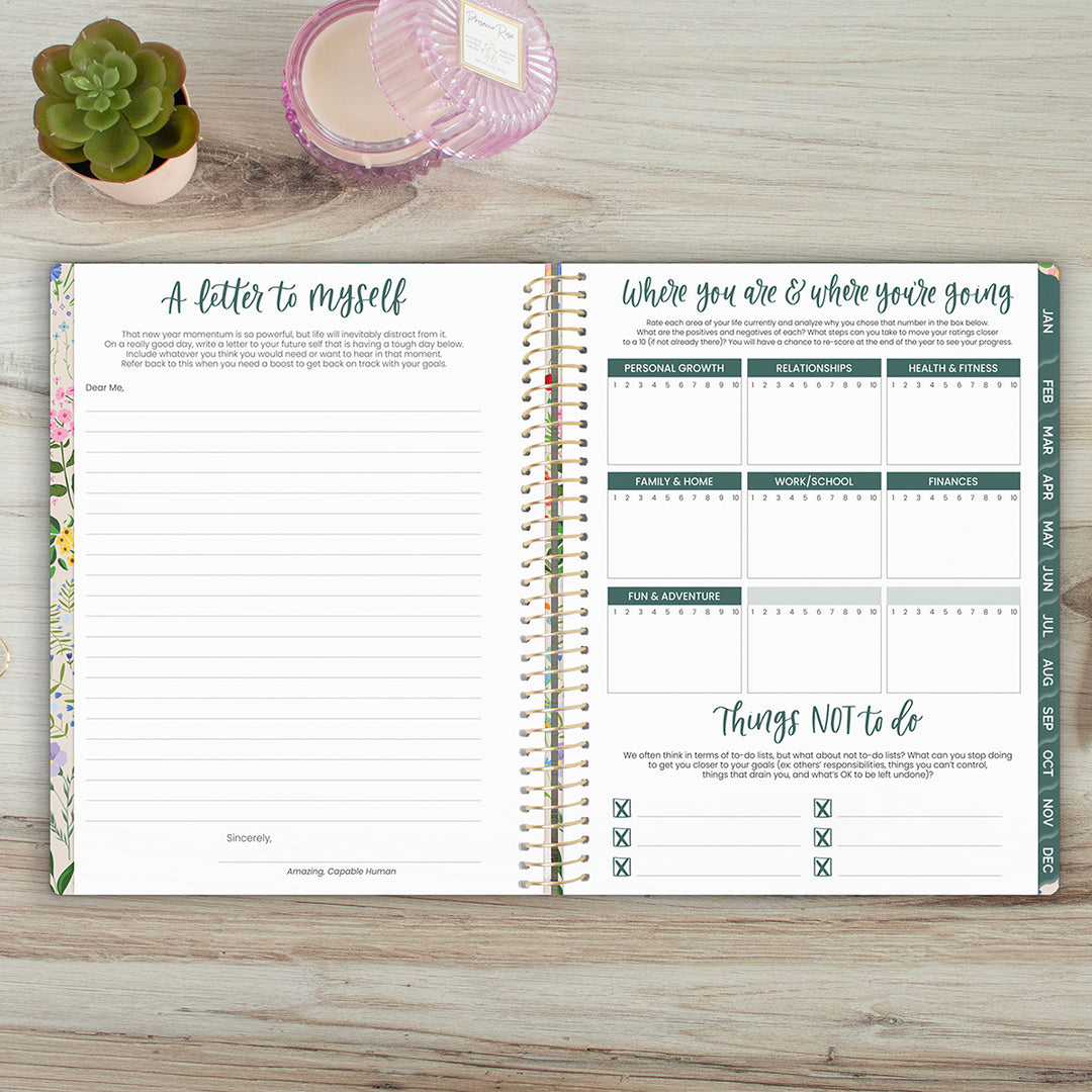 2026 Soft Cover Planner, 8.5" x 11", Garden Party, Beige