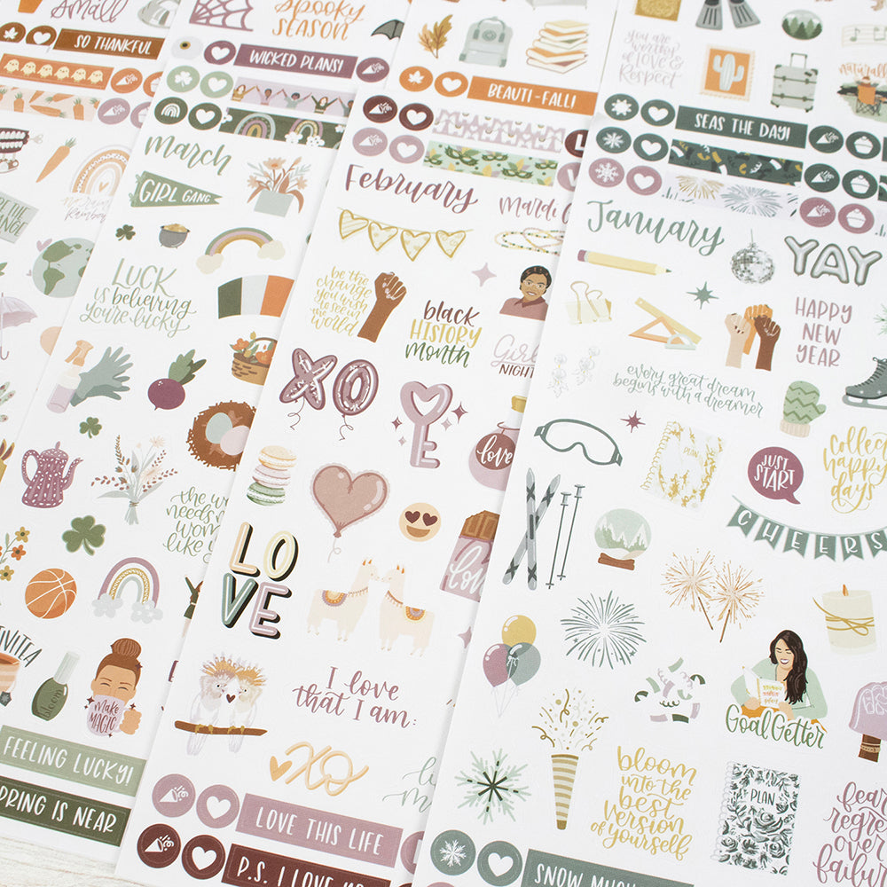 Planner Sticker Value Pack, Monthly Celebrations, Cool Tones