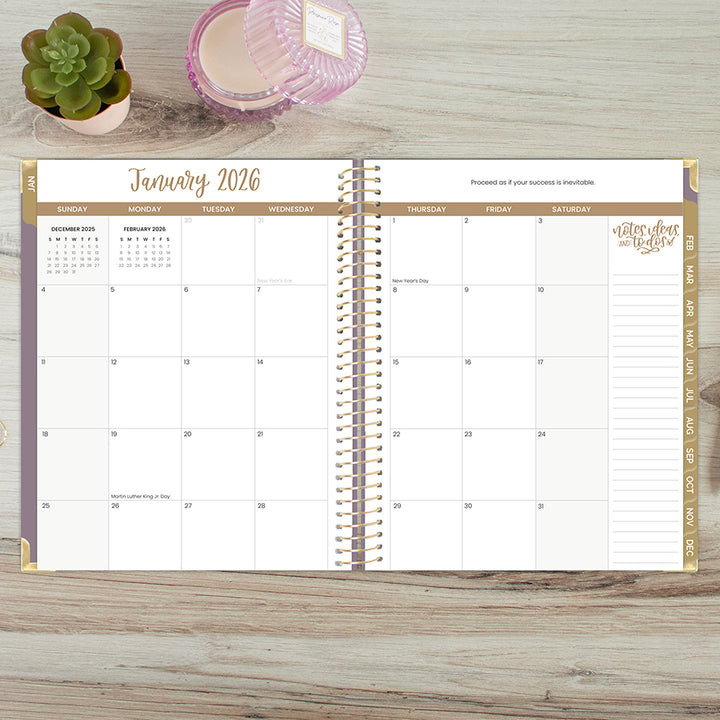 2026 Hard Cover Planner, 8.5" x 11", Linen, Purple