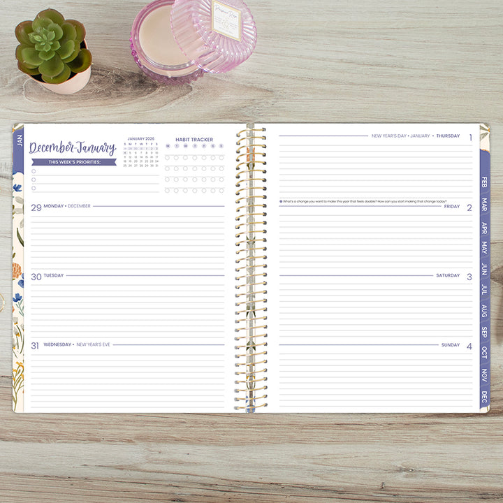 2026 Hard Cover Planner, 8.5" x 11", Whimsical Wildflowers