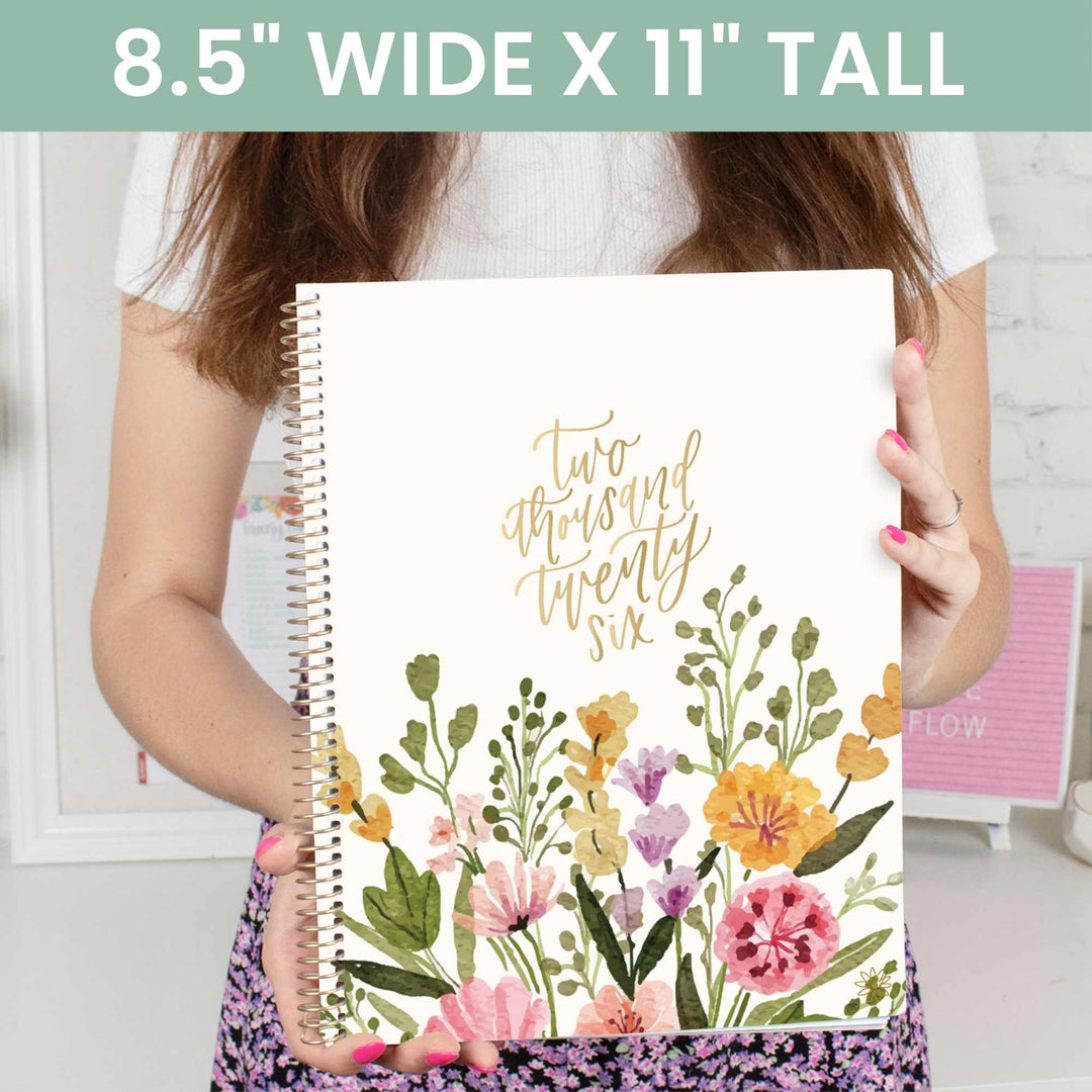 2026 Soft Cover Planner, 8.5" x 11", Beige Bouquet