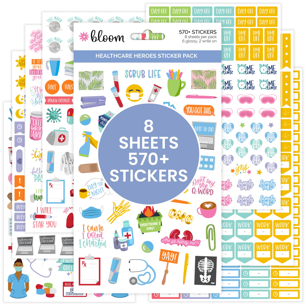 bloom daily planners Productivity Stickers - Variety Sticker Pack - Six  Sticker Sheets Per Pack!