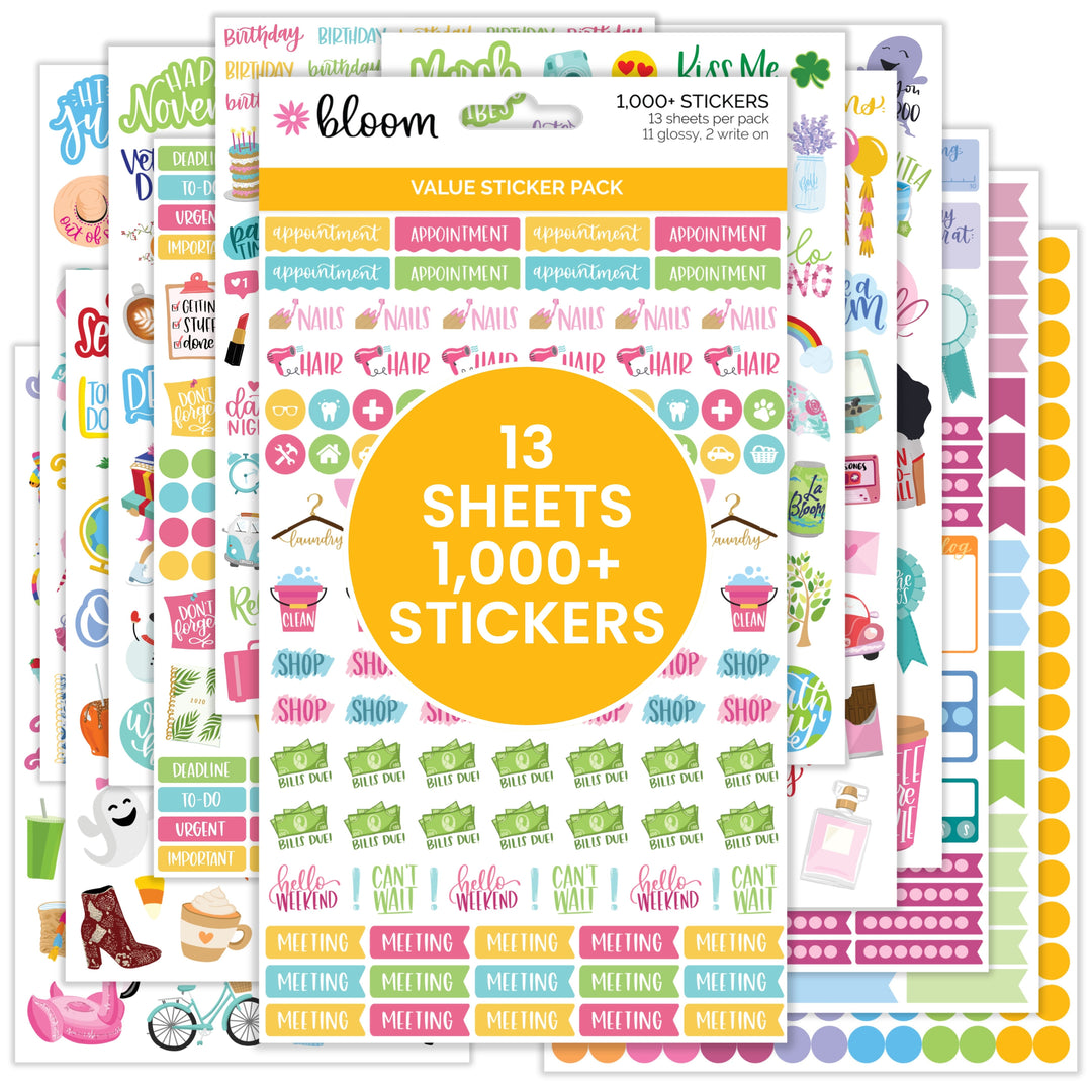 1200+Pcs Happy Planner Stickers for Adults Women, Asthetic Calendar  Stickers for Adults Planner Accessories Bloom Monthly Seasonal Journaling