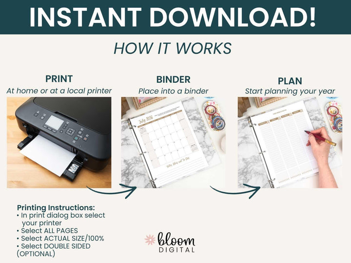 2026-27 8.5" x 11" Printable Vision Planner | Goal and Productivity Planner| Instant PDF Download