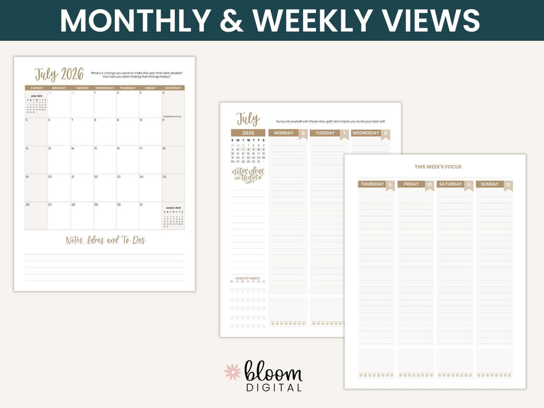 2026-27 8.5" x 11" Printable Vision Planner | Goal and Productivity Planner| Instant PDF Download