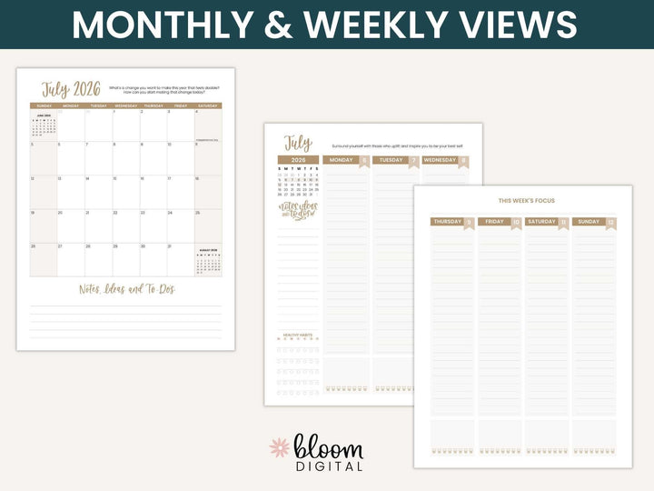 2026-27 8.5" x 11" Printable Vision Planner | Goal and Productivity Planner| Instant PDF Download