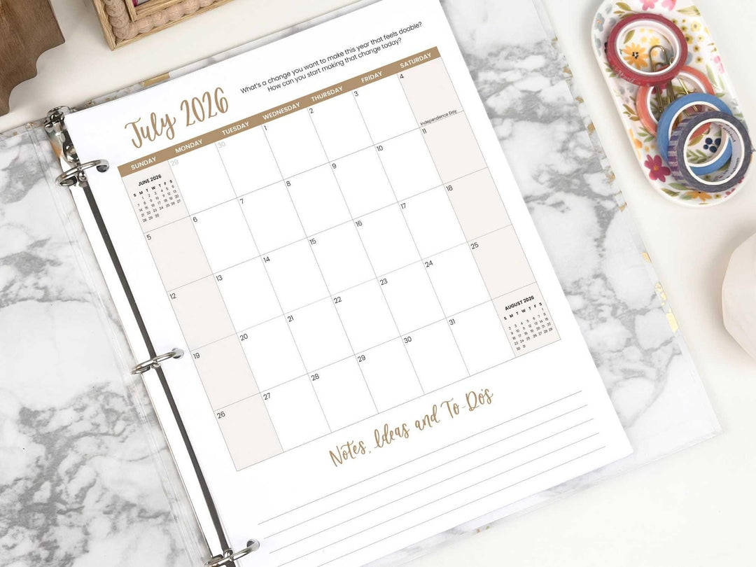 2026-27 8.5" x 11" Printable Vision Planner | Goal and Productivity Planner| Instant PDF Download
