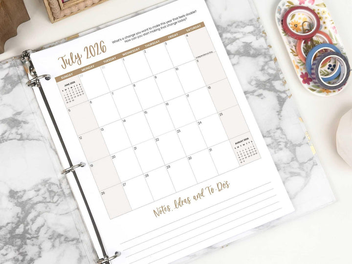 2026-27 8.5" x 11" Printable Vision Planner | Goal and Productivity Planner| Instant PDF Download