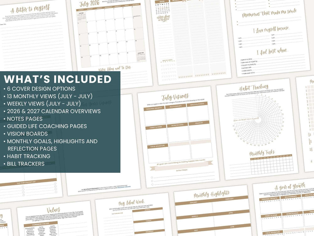 2026-27 8.5" x 11" Printable Vision Planner | Goal and Productivity Planner| Instant PDF Download - hover