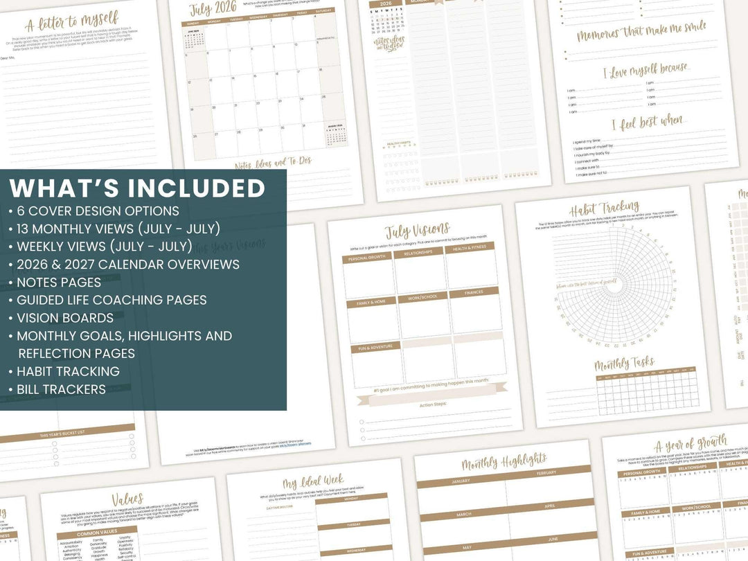 2026-27 8.5" x 11" Printable Vision Planner | Goal and Productivity Planner| Instant PDF Download