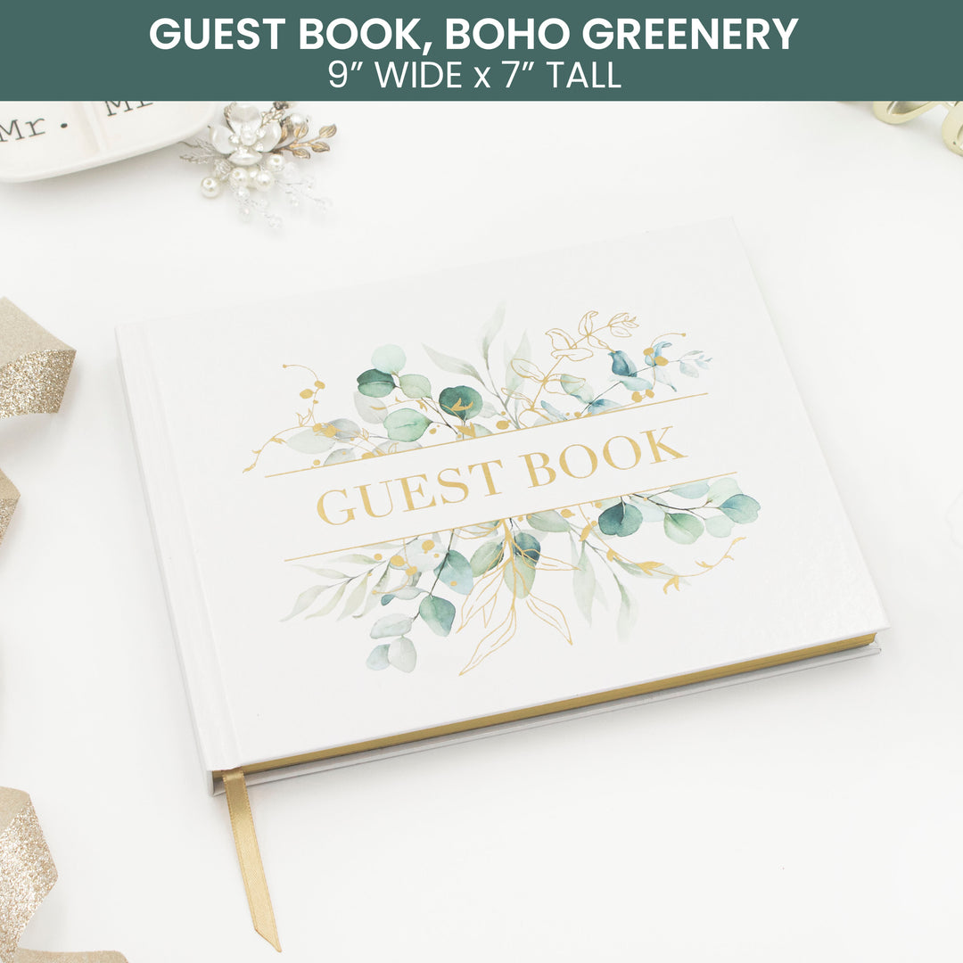 Guest Book, Boho Greenery