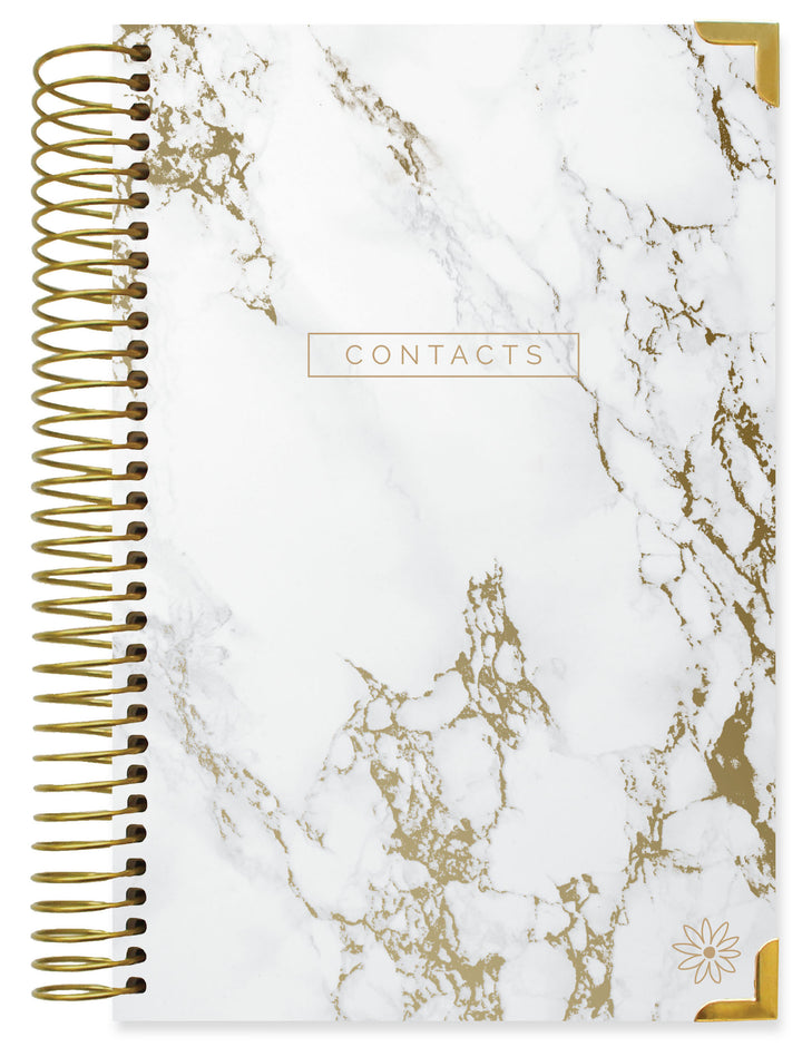 Contact Book, Marble Gold Stamp