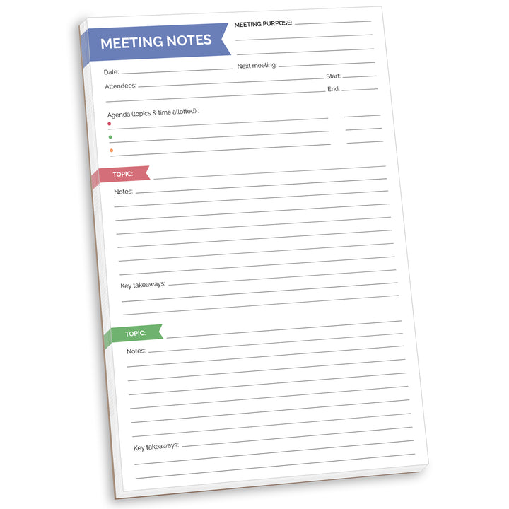 Planning Pad, 6" x 9", Double Sided Meeting Notes, Neutral