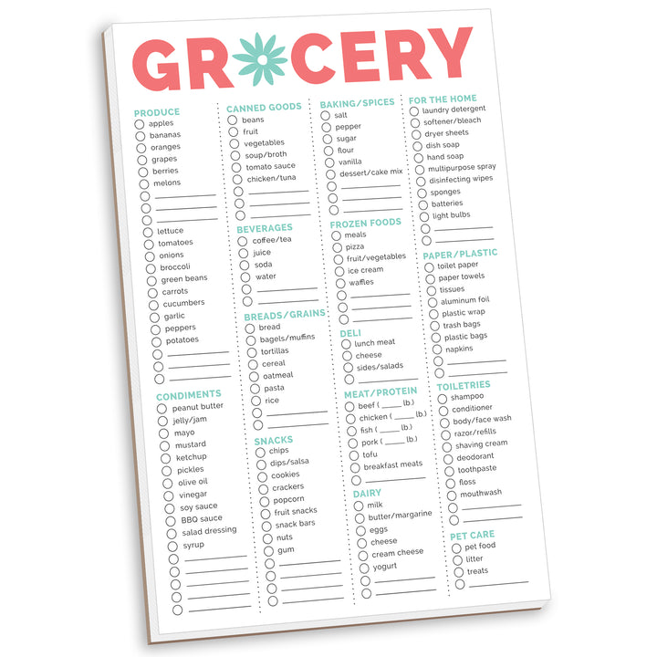 Planning Pad, 6" x 9", Grocery Pad with Magnets, Orange & Teal