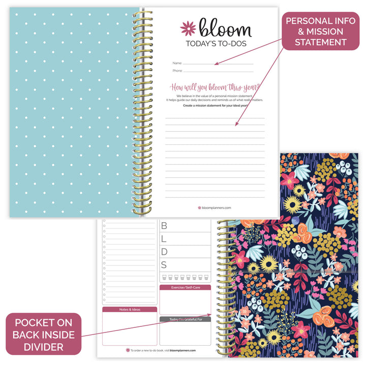 Bound To-Do Book, Floral Dots V2