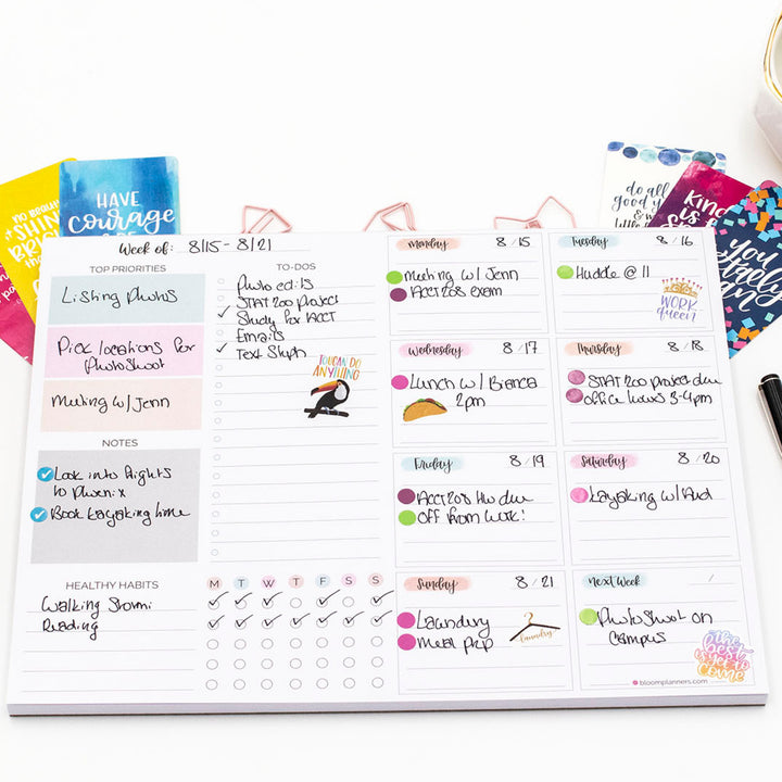 Planning Pad, 8.5" x 11", Weekly To-Do List & Planner, Pastel