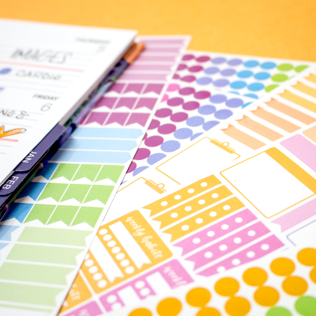 Mini Heart Stickers Pastels and Brights Planner Sticker Sheets 