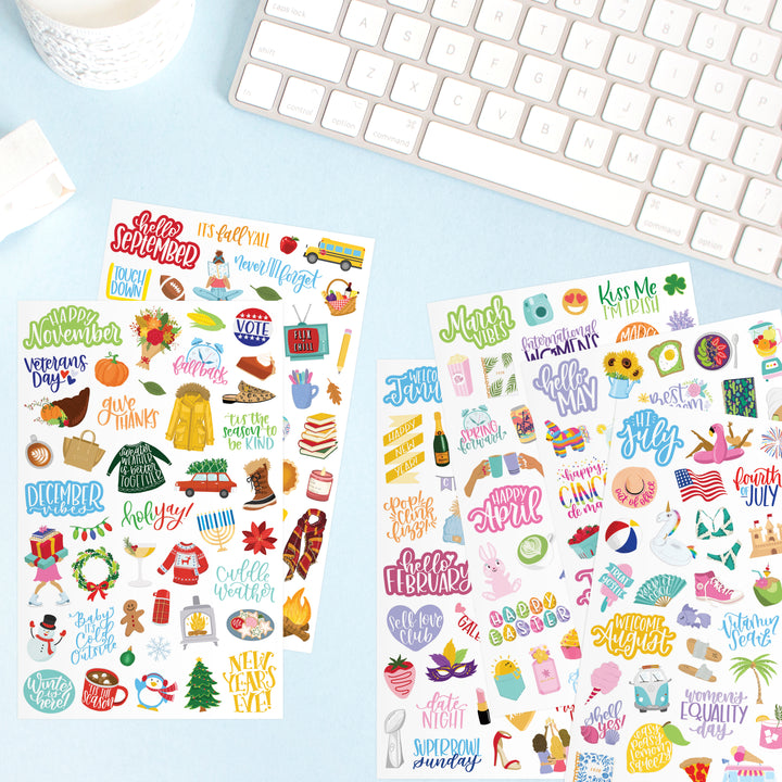 Sticker Sheets, Holiday Planner Stickers