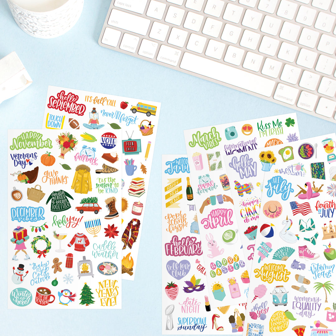 L-101, MINI Holiday Planner Stickers (.7 inches wide)