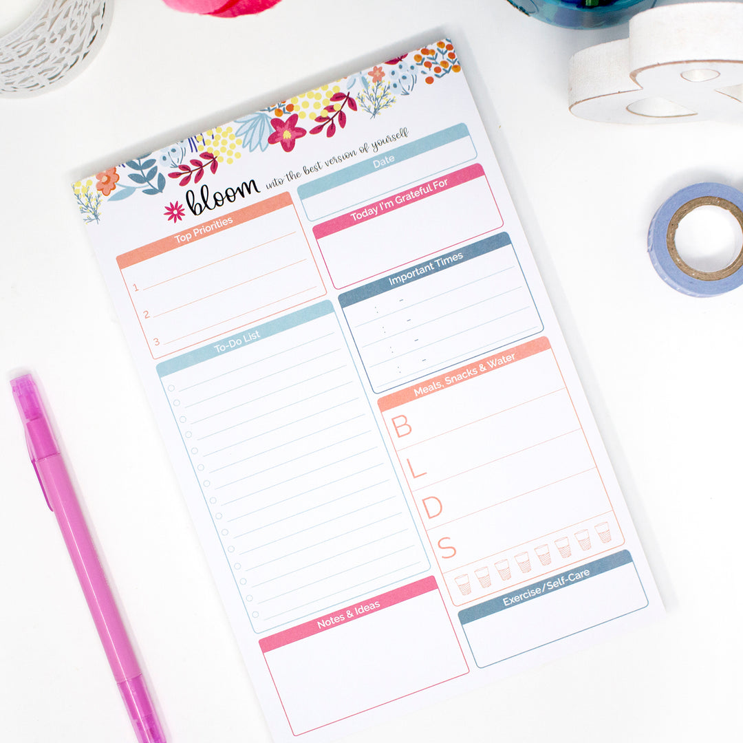 Planning Pad, 6" x 9", Daily Planning System, Floral Dots