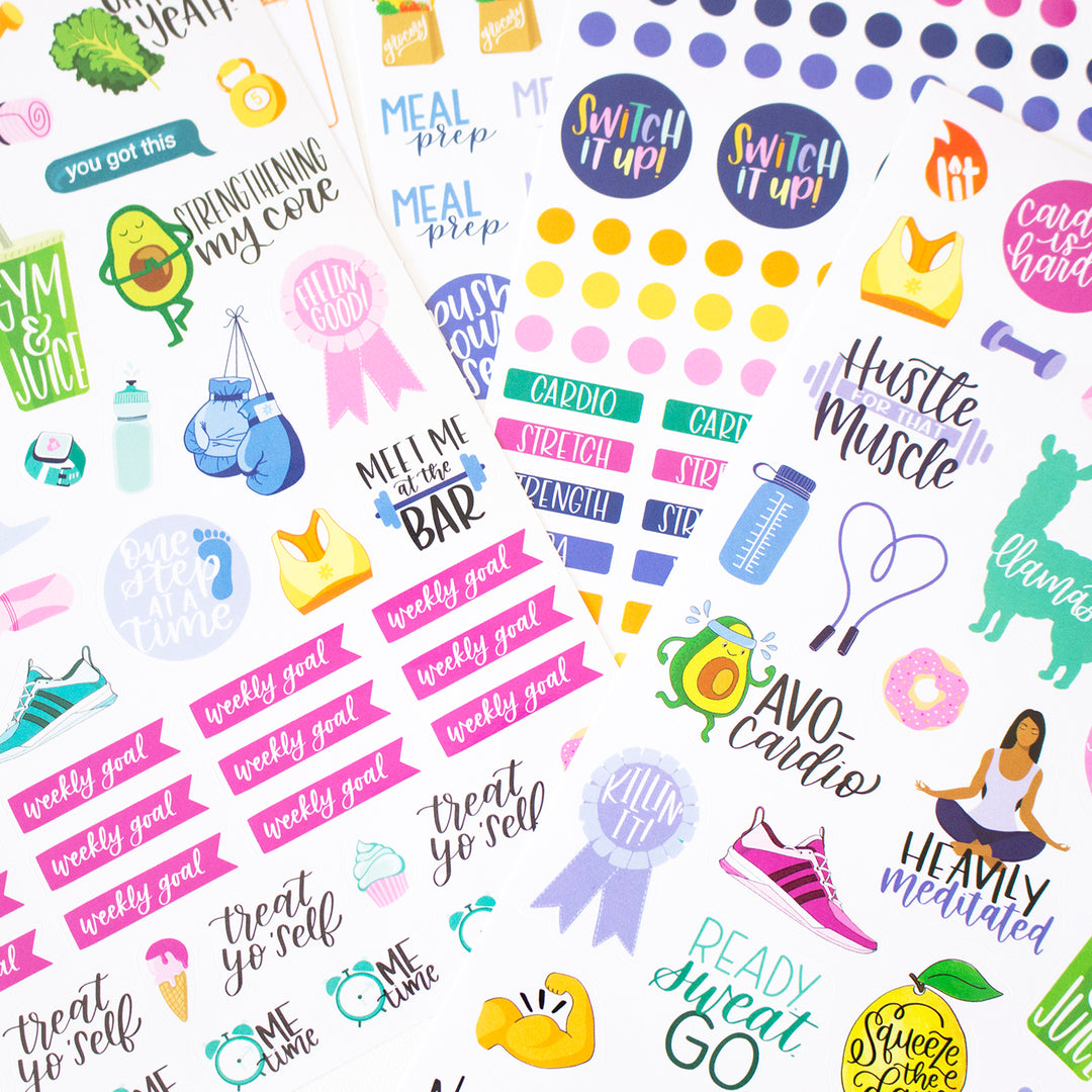 Sticker Sheets, Fitness & Healthy Living Stickers