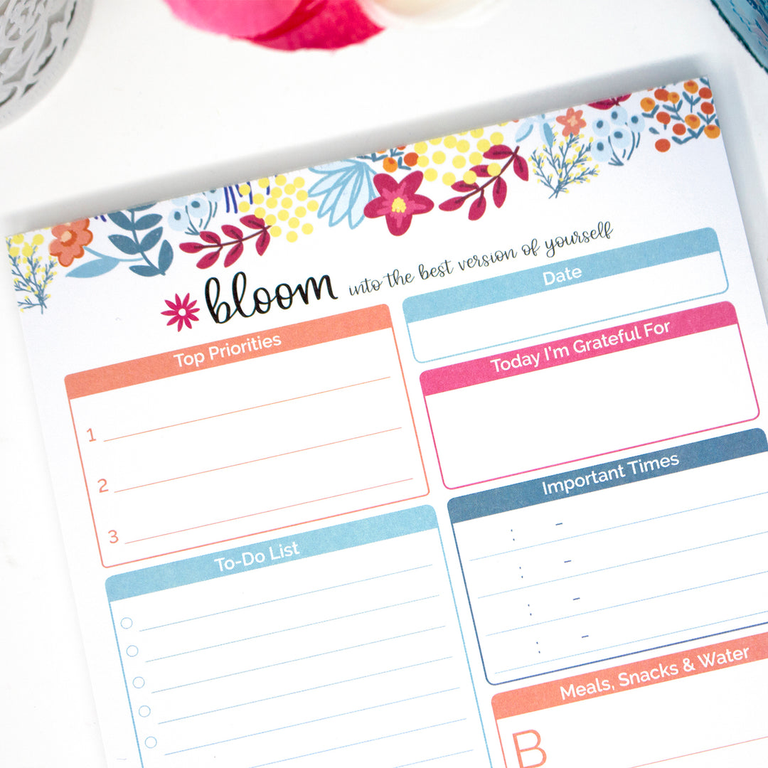 Planning Pad, 6" x 9", Daily Planning System, Floral Dots