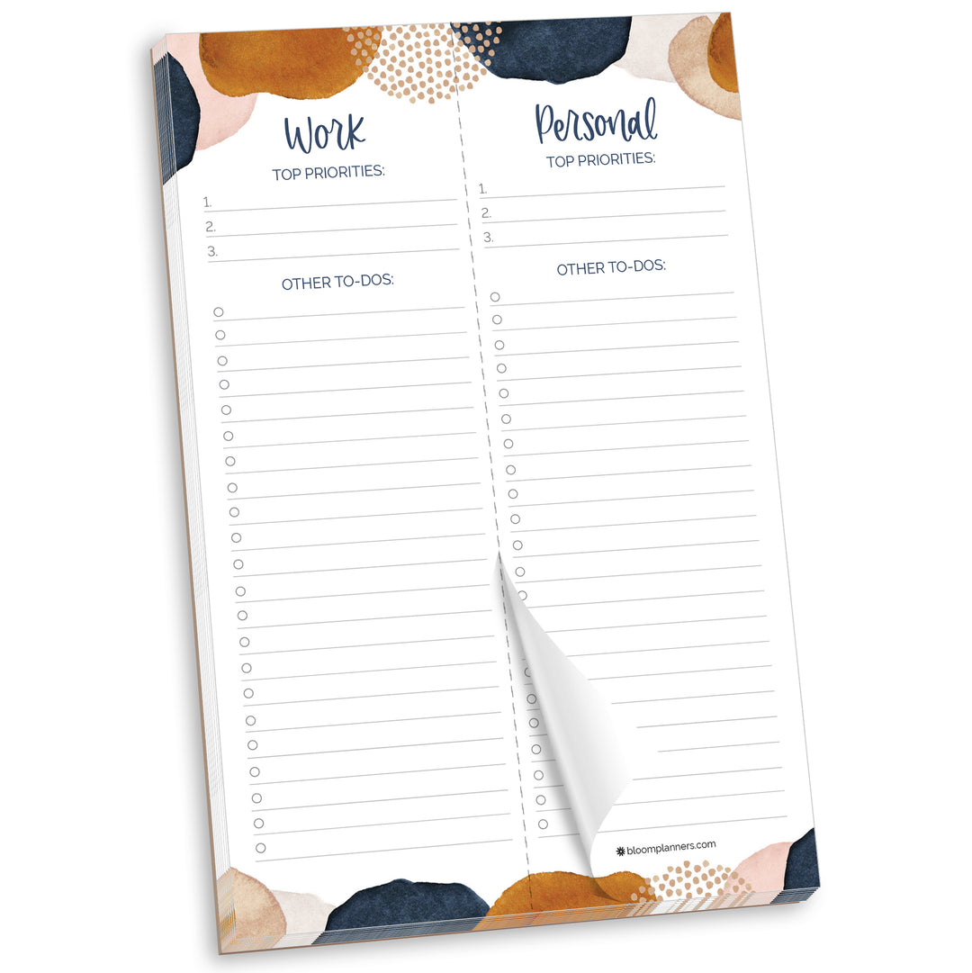 Planning Pad, 6" x 9", Work & Personal To-Do List, Earthy Abstract