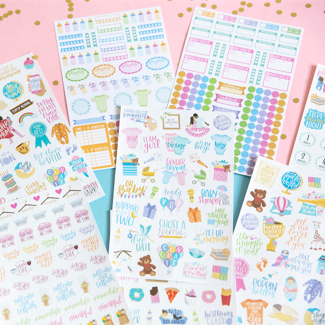 Newborn Baby Boy Stickers Set ~ Bundle with 14 Baby Boy Sticker Sheets for  Gender Reveal Parties, Baby Showers, Envelopes, Scrapbooking, Party Favors