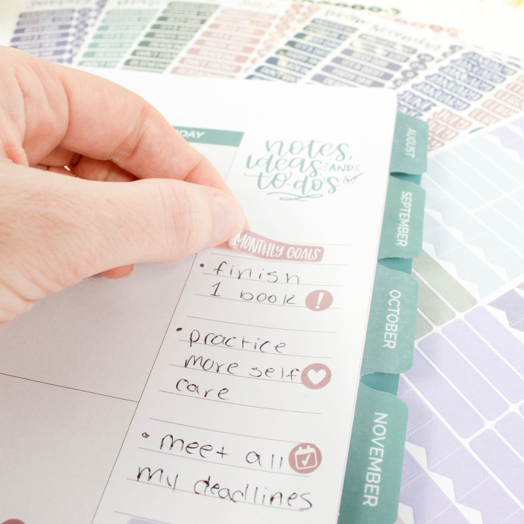 Planner Sticker Pack, Calendar Essentials, Jewel Tones