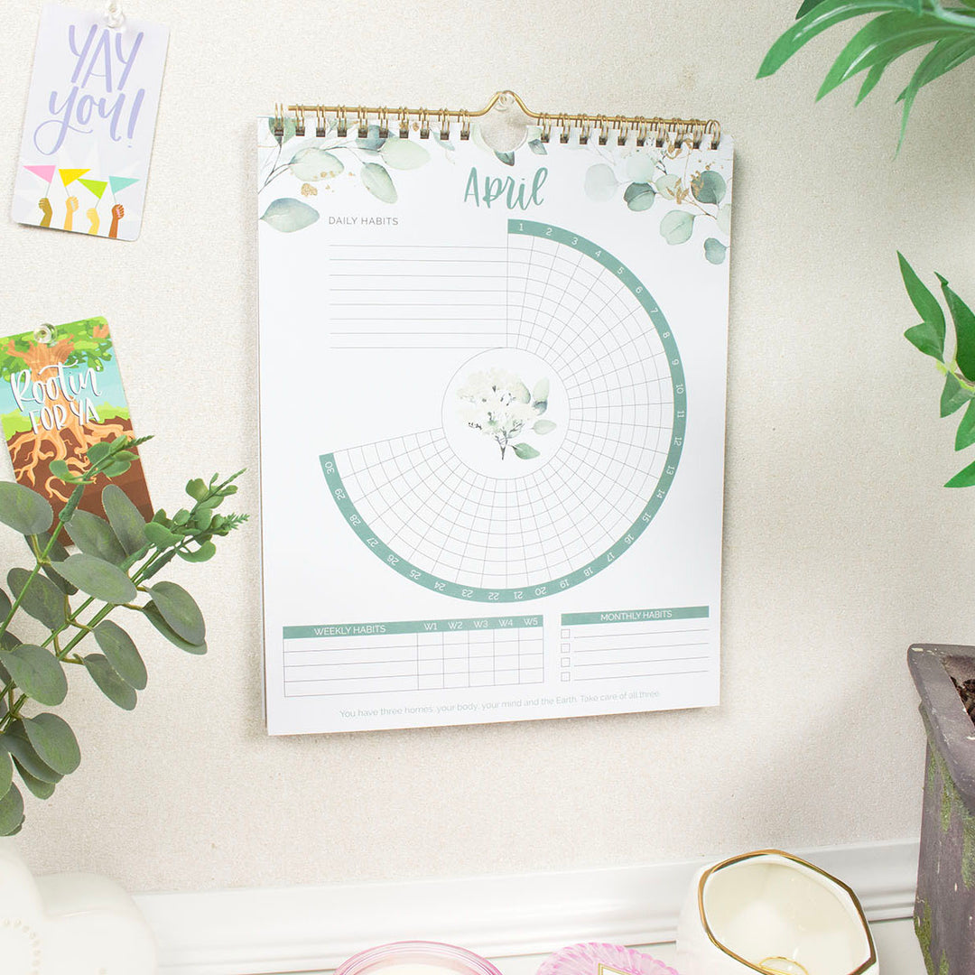 Habit Tracking Calendar, 8” x 10”, Greenery