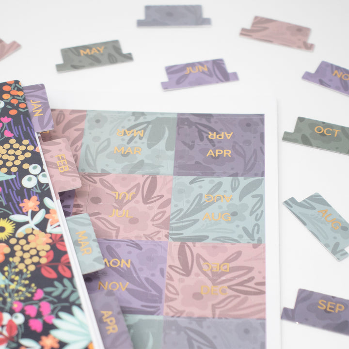 24 Piece Planner Tab Sticker Set, Jewel Floral