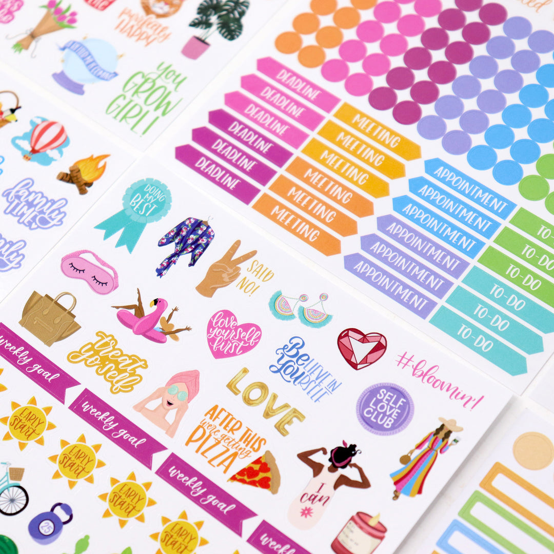 Bloom Daily Planners Productivity Planner Stickers - Variety Sticker Pack - Six Sticker Sheets per Pack!