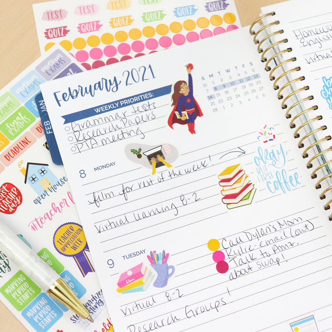 Bloom Daily Planners Sticker Sheets, Teacher Planner Stickers V2