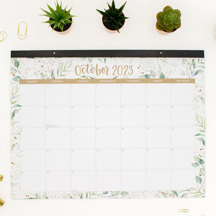 2023-24 Desk & Wall Calendar, 16" x 21", Greenery