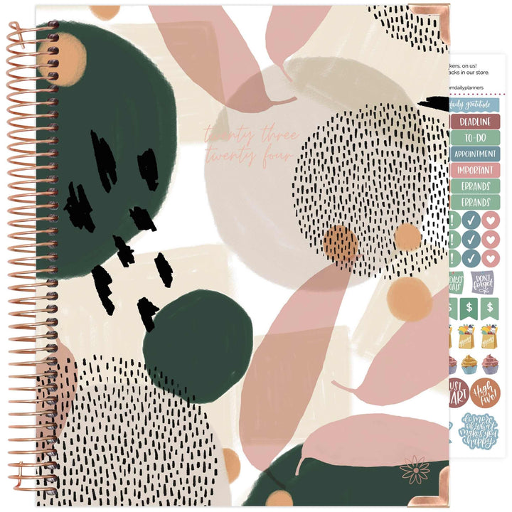 2023-24 Hard Cover Vision Planner®, 7.5" x 9", Modern Abstract, Green