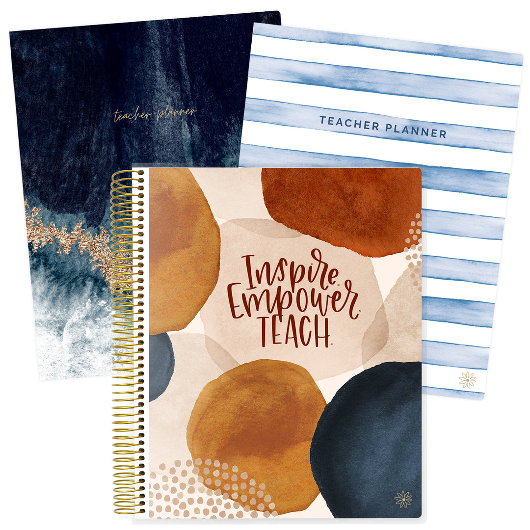 Undated Teacher Planner & Calendar, Interchangeable Cover, Neutral