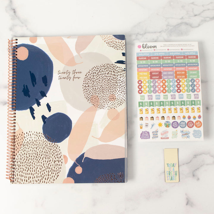2023-24 Soft Cover Planner, 8.5" x 11", Modern Abstract, Navy