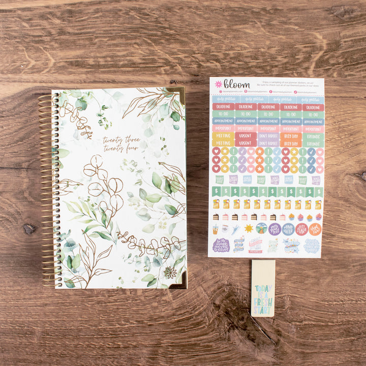 2023-24 Hard Cover Planner, 5.5" x 8.25", Eucalyptus