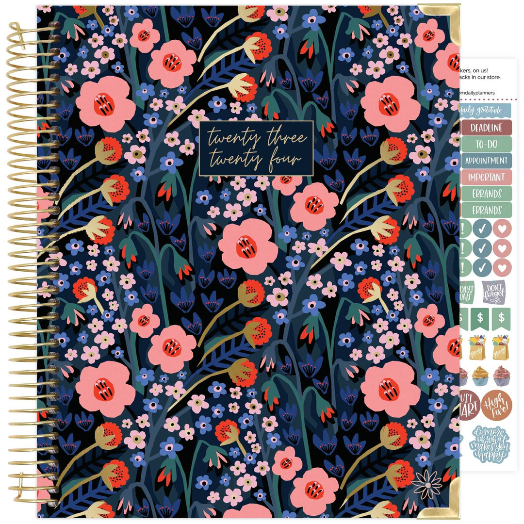 2023-24 Hard Cover Vision Planner®, 7.5" x 9", Poppy Meadow, Blue