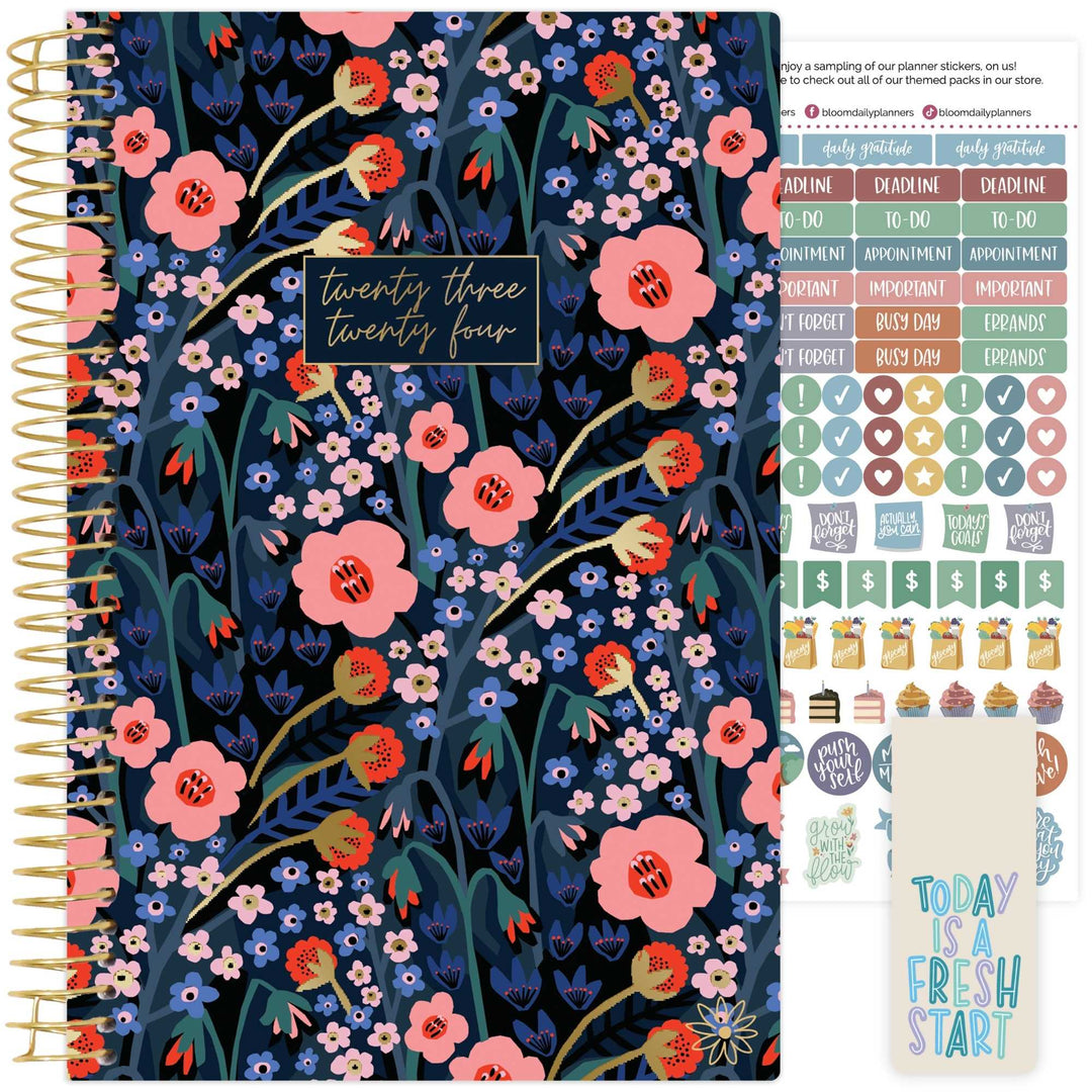2023-24 Soft Cover Planner, 5.5" x 8.25", Poppy Meadow, Blue