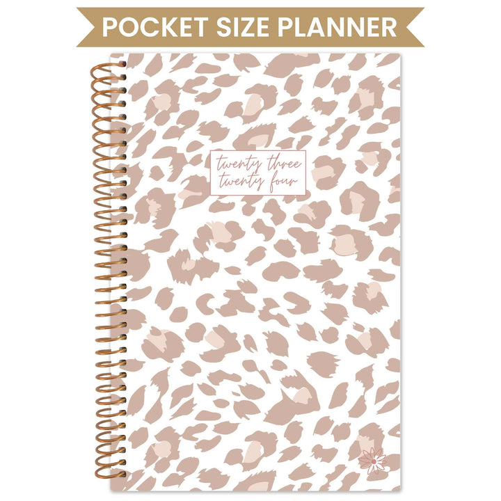 2023-24 Soft Cover Planner, 4" x 6", Tan Leopard
