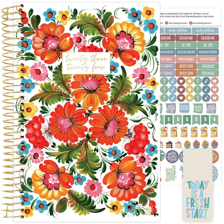 2023-24 Soft Cover Planner, 5.5" x 8.25", Ukrainian Floral