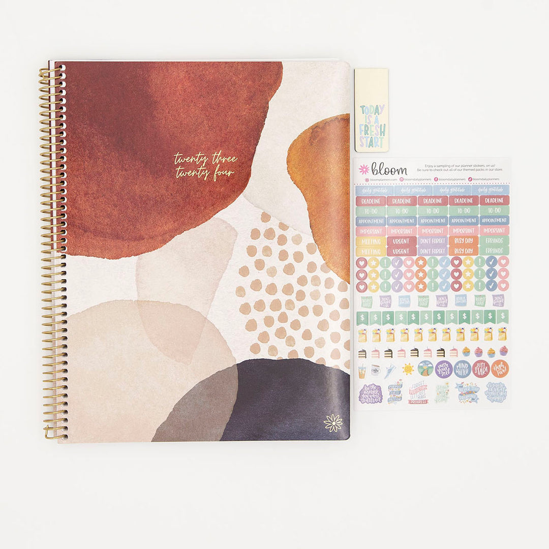 2023-24 Soft Cover Planner, 8.5" x 11", Earthy Abstract, Blue